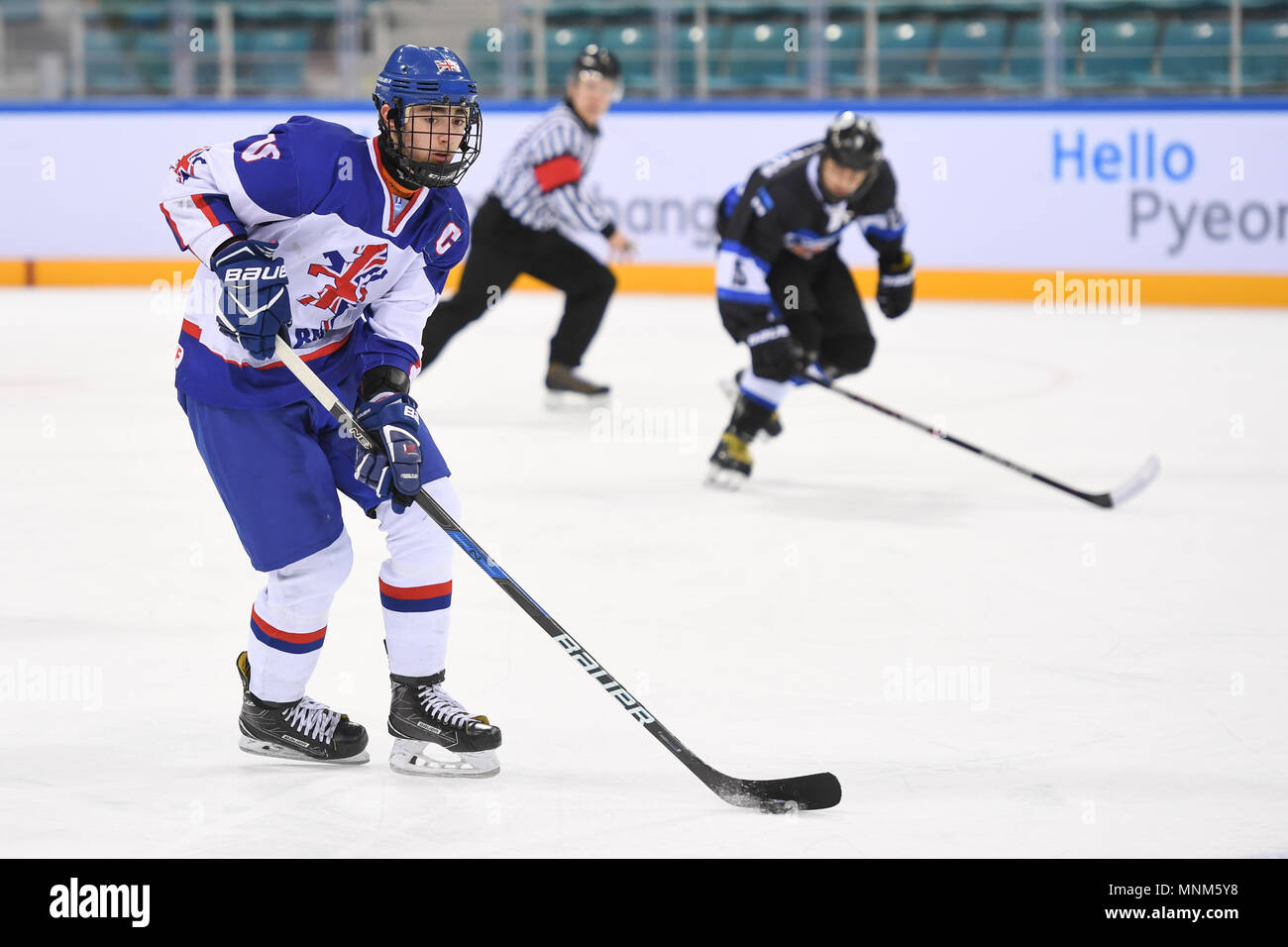 NHL Draft prospect Liam Kirk von der EIHL Sheffield Steelers spielen für Team Großbritannien während der iihf Jugend Weltmeisterschaften Stockfoto