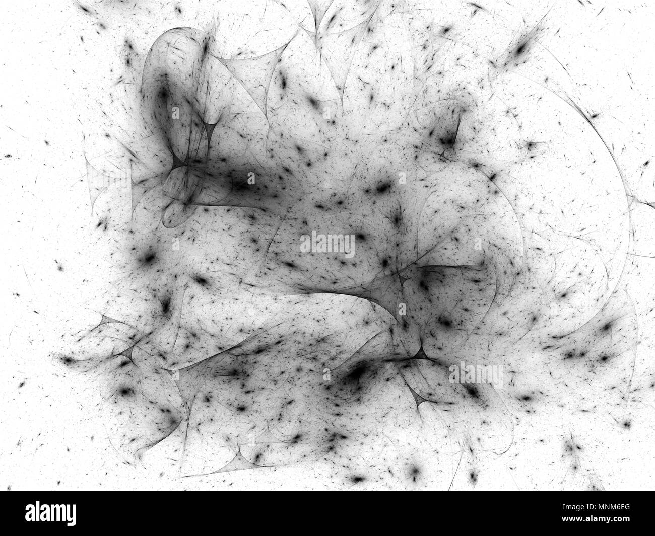 Glühende Synapsen im Raum schwarze und weiße Textur invertiert, computer-generierte Zusammenfassung Hintergrund, 3D-Rendering Stockfoto