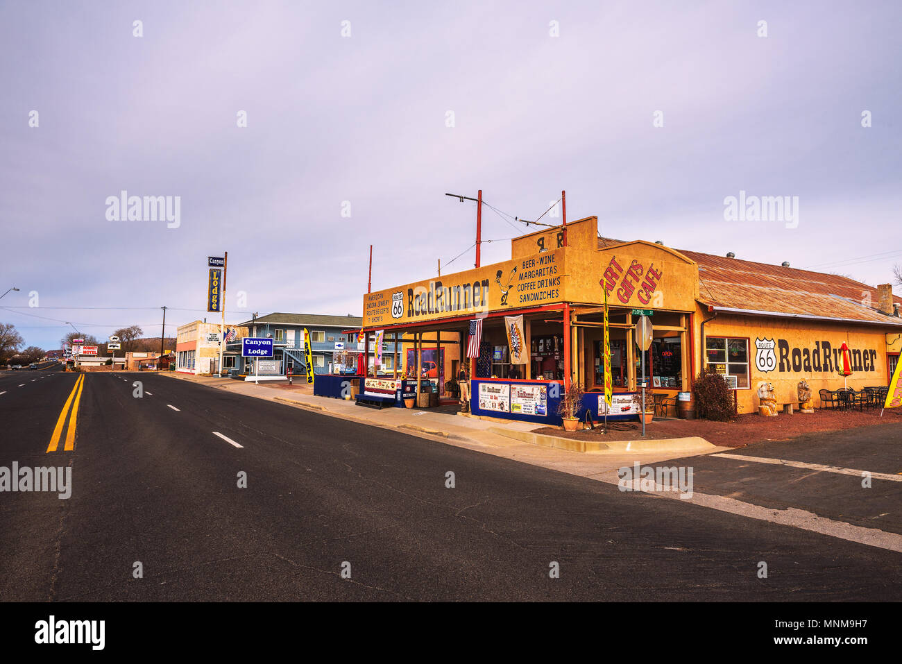 Road Runner Restaurant an der historischen Route 66 in Arizona Stockfoto