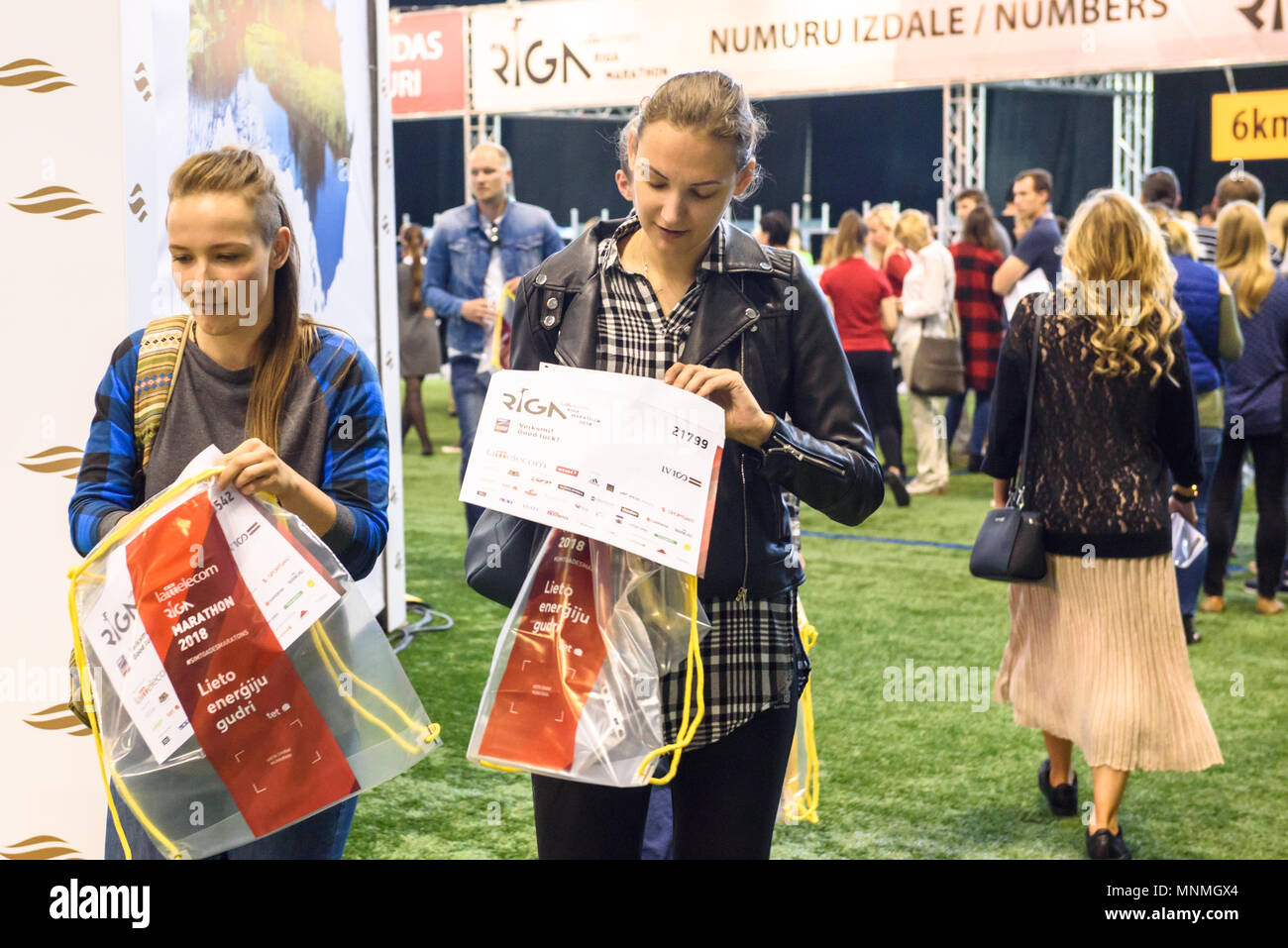 Riga, Lettland. 18. Mai 2018. 18.05.2018. Lattelecom Riga Marathon 2018 Pressekonferenz Quelle: gints Ivuskans/Alamy leben Nachrichten Stockfoto