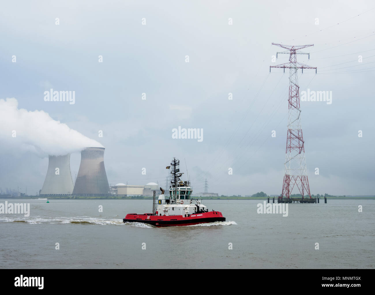 Atomkraftwerk in Antwerpen, Belgien Stockfoto