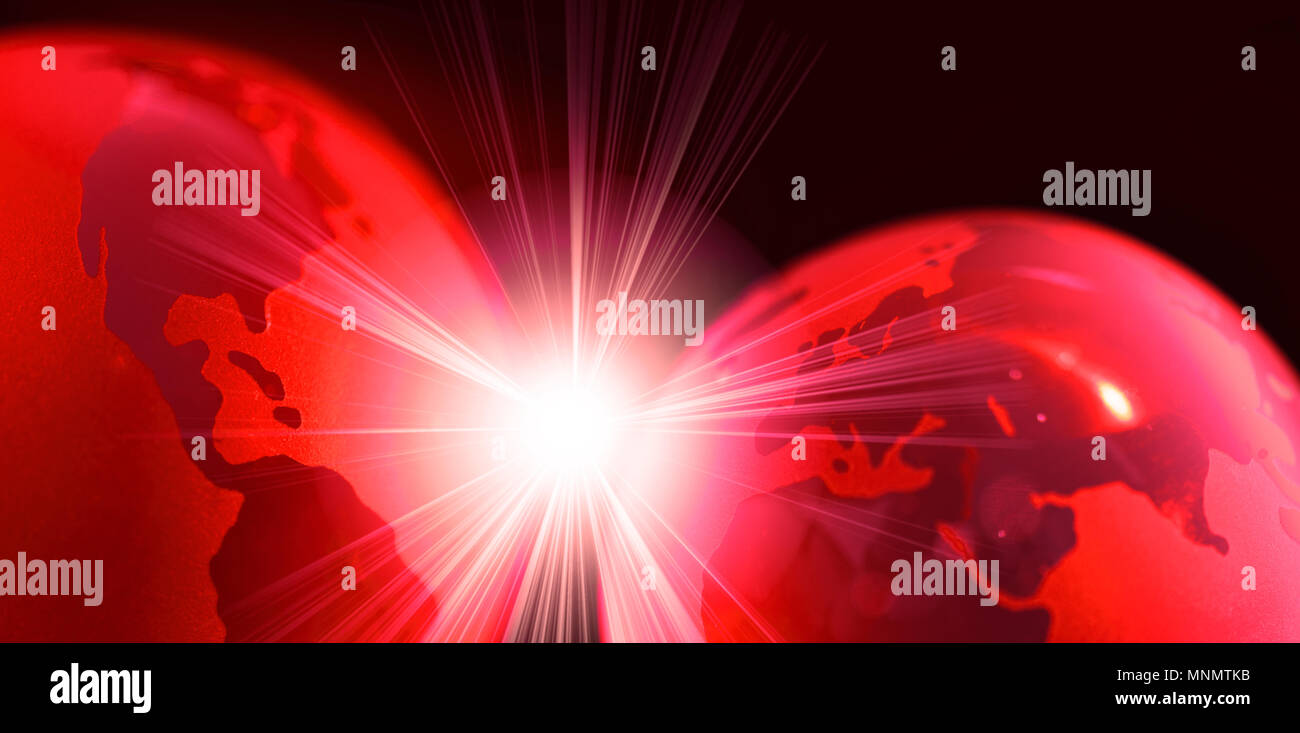 Abstrakte Komposition mit roter Kugel und lens flare Stockfoto