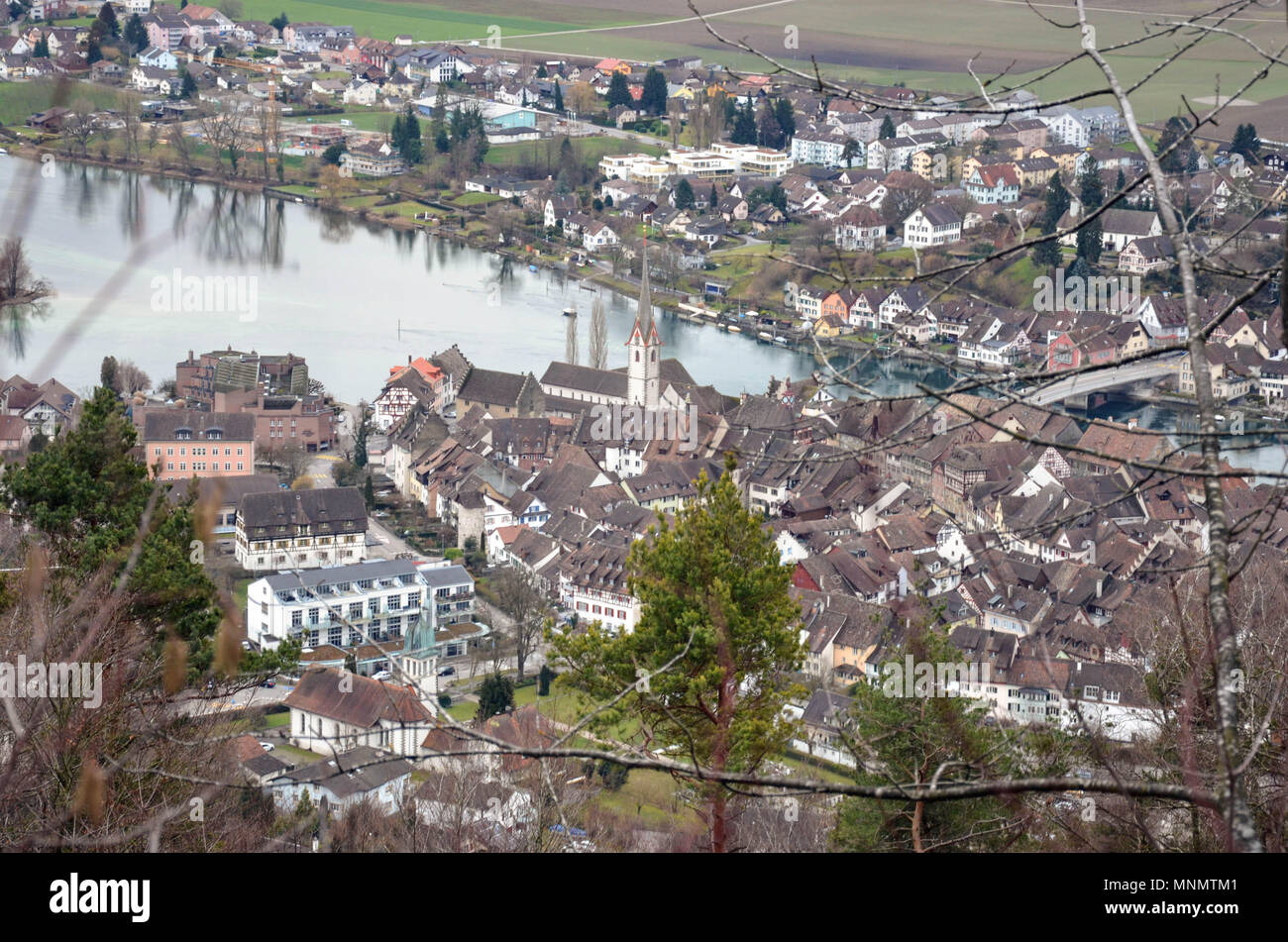 Ansicht von Stein am Rhein aus hohenklingen Burg, Schweiz, Januar 2018 Stockfoto