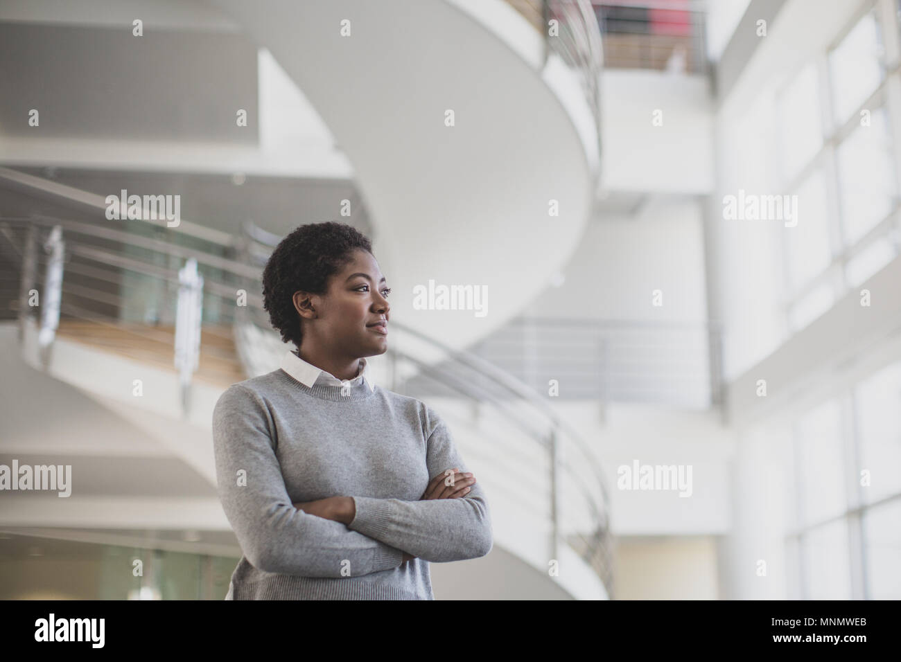 Afrikanische amerikanische Geschäftsfrau, die Ihre Karriere planen Stockfoto