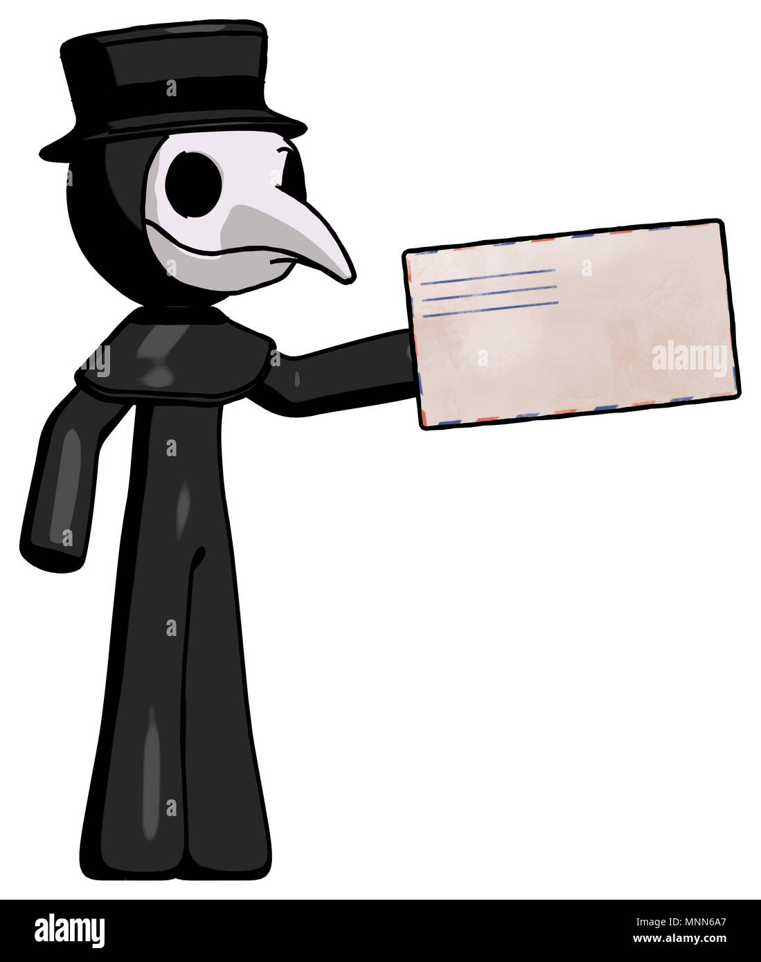 Schwarze Pest Arzt Mann mit großen Umschlag. Stockfoto