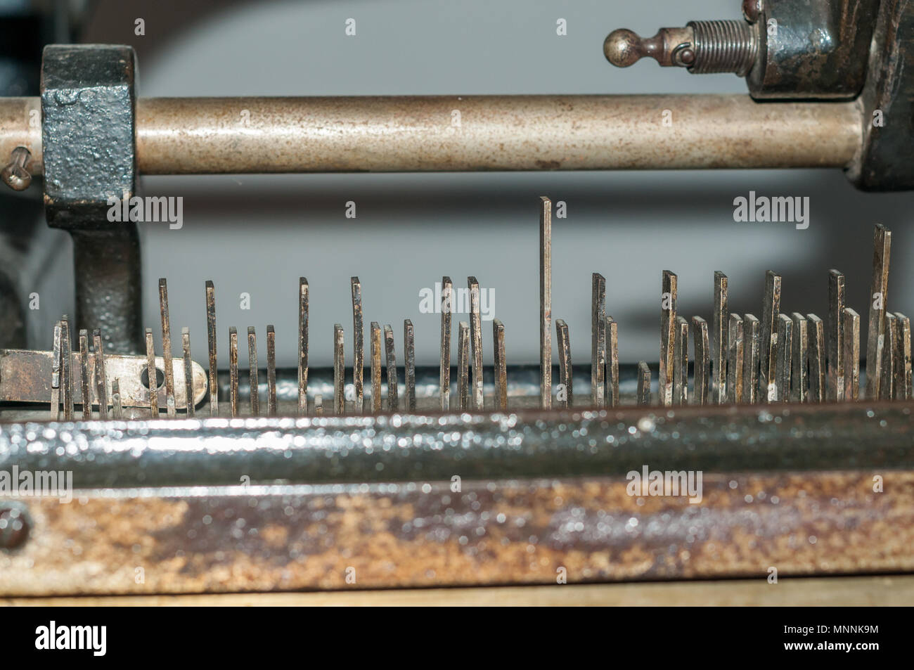 Details, Linotype, Mergenthaler Linotype Company, Girona City History Museum, Girona, Katalonien, Spanien Stockfoto