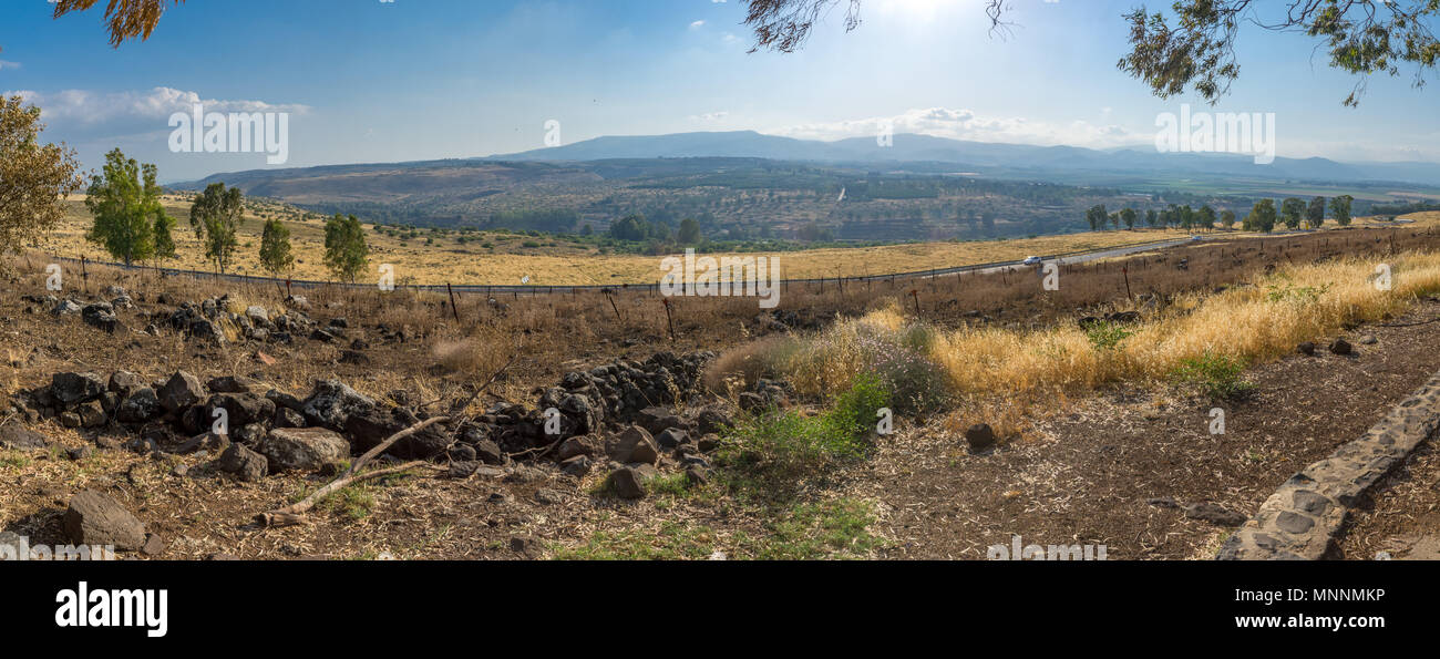 Panoramablick auf die Hula Tal und oberen Galiläa von gadot Lookout gesehen. Im Norden Israels Stockfoto