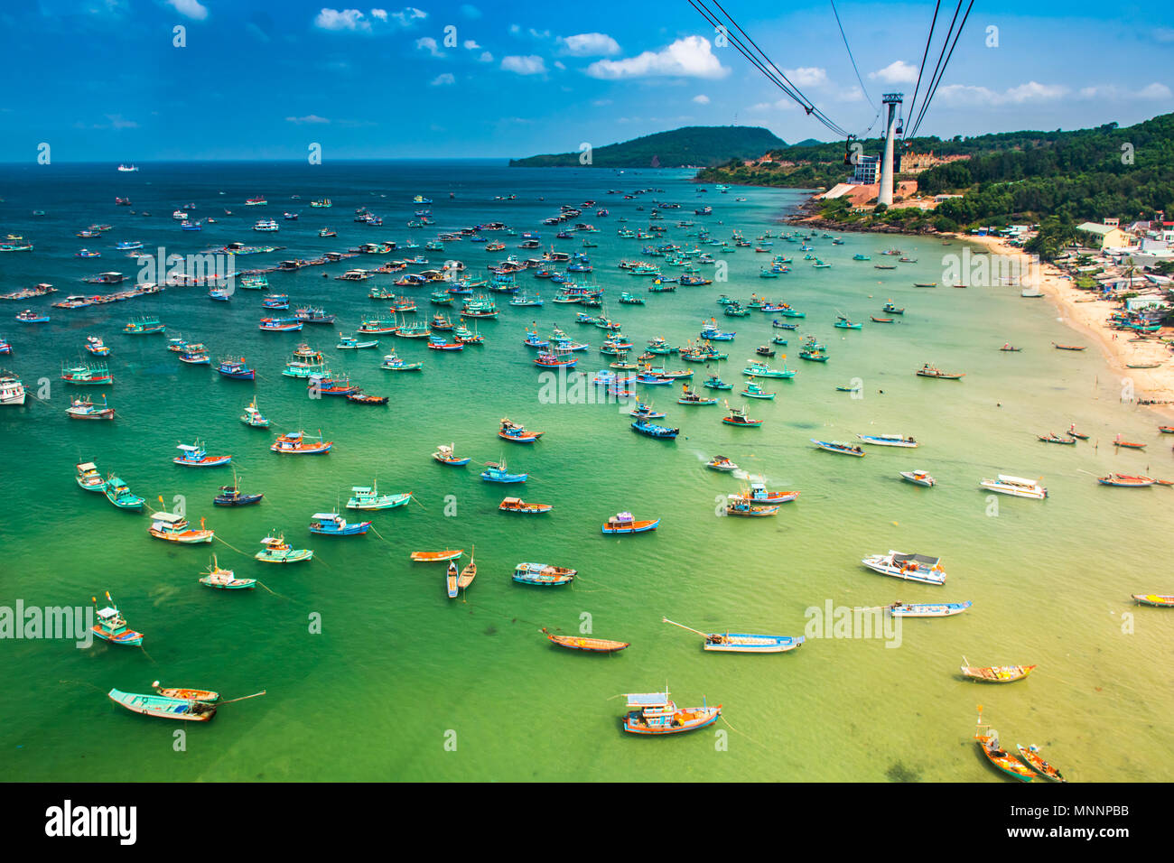 Die längste Seilbahn, Insel Phu Quoc in Vietnam. Stockfoto