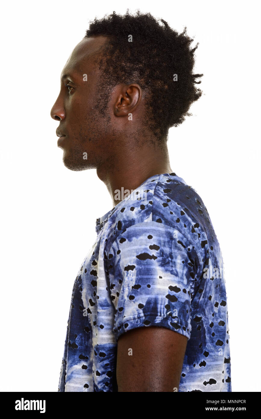 Profil anzeigen von jungen schwarzen afrikanischen Mann Stockfoto