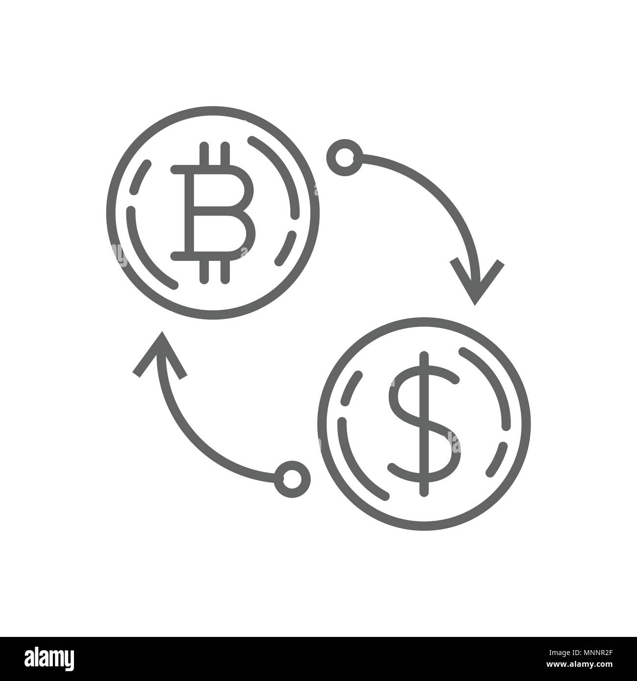 Dollar Währungsumtausch Bitcoin dünne Linie Vektor Symbol das Symbol Grafik Design Template Stock Vektor