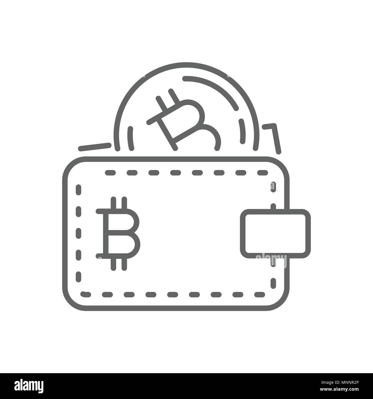 Verdienen Bitcoin Wallet dünne Linie Vektor Symbol das Symbol Grafik Design Template Stock Vektor
