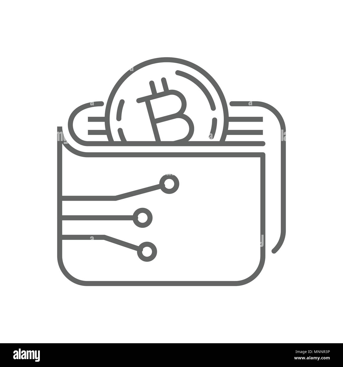 Digitale Bitcoin Wallet dünne Linie Vektor Symbol das Symbol Grafik Design Template Stock Vektor