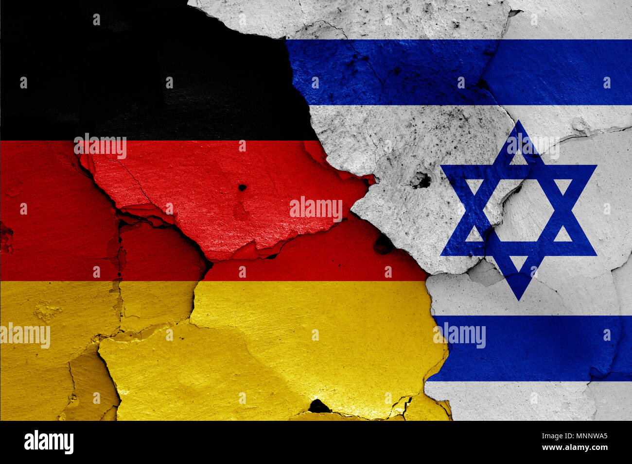 Flaggen von Deutschland und Israel Stockfoto