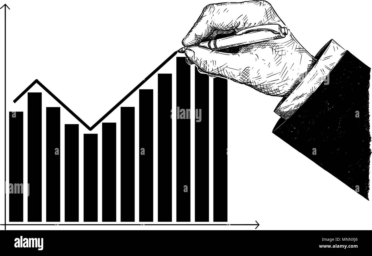 Cartoon von Hand zeichnen Histogramm finanzielle Tabelle oder Grafik Stock Vektor