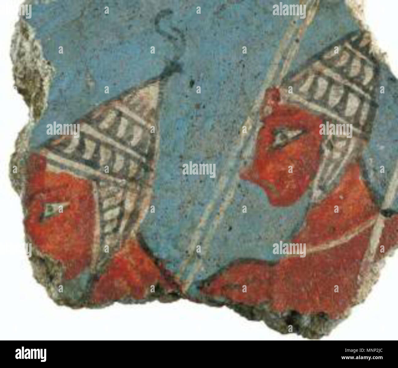 . Englisch: Fragment eines aus dem 13. Jahrhundert v. Chr. Wandbild von Orchomenos, Krieger in Boar tusk Helme. 13. Jahrhundert v. Chr.. Unbekannt 946 Orchomenos boar Tusk Helme Stockfoto