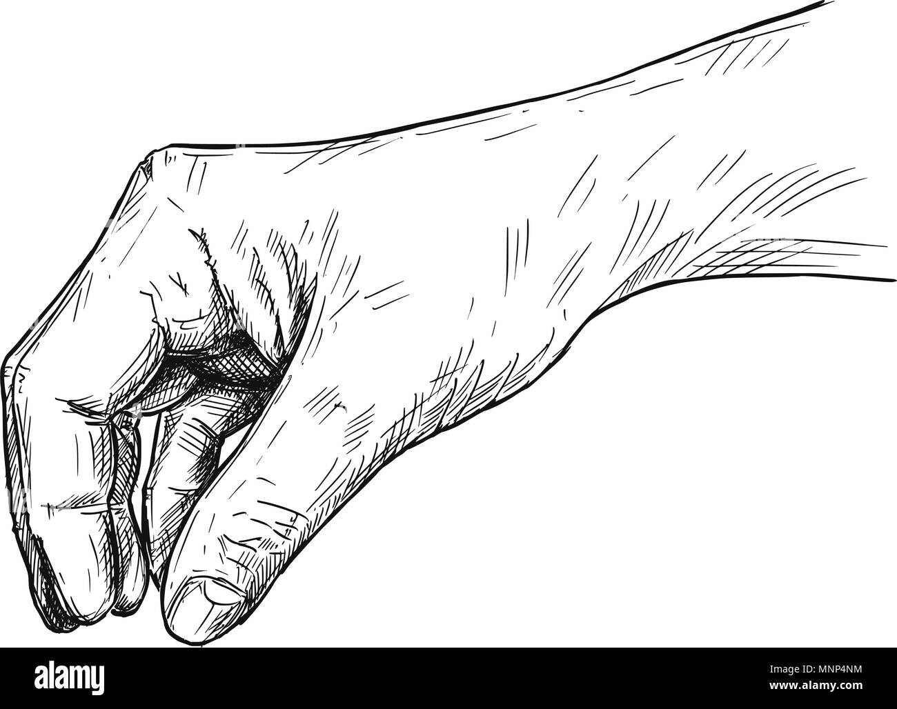 Vektor künstlerische Abbildung oder Zeichnung von Hand etwas Kleines zwischen die Finger Finger Stock Vektor