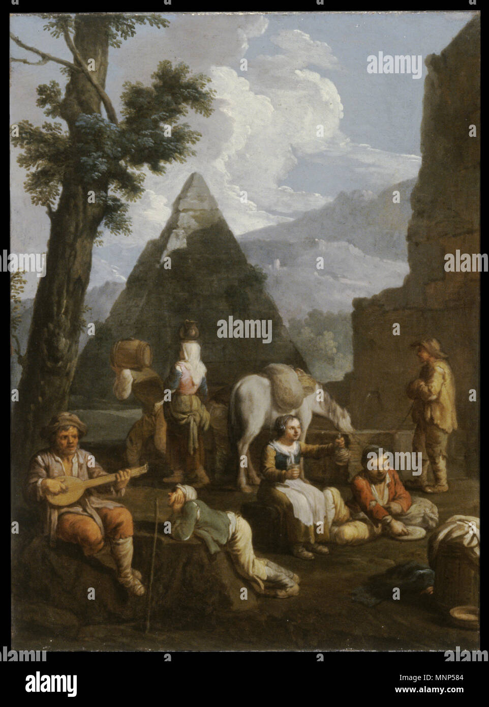 Paolo Monaldi (Italienisch, aktive 1750-1800). "Die Bauern in der Nähe der römischen Ruinen, 'Ca. 1760, Öl auf Leinwand. Walters Art Museum (37.1151): Von Henry Walters mit dem massarenti Sammlung, 1902 erworben. 37.1151 957 Paolo Monaldi - Bauern in der Nähe der Römischen Ruinen - Walters 371151 Stockfoto