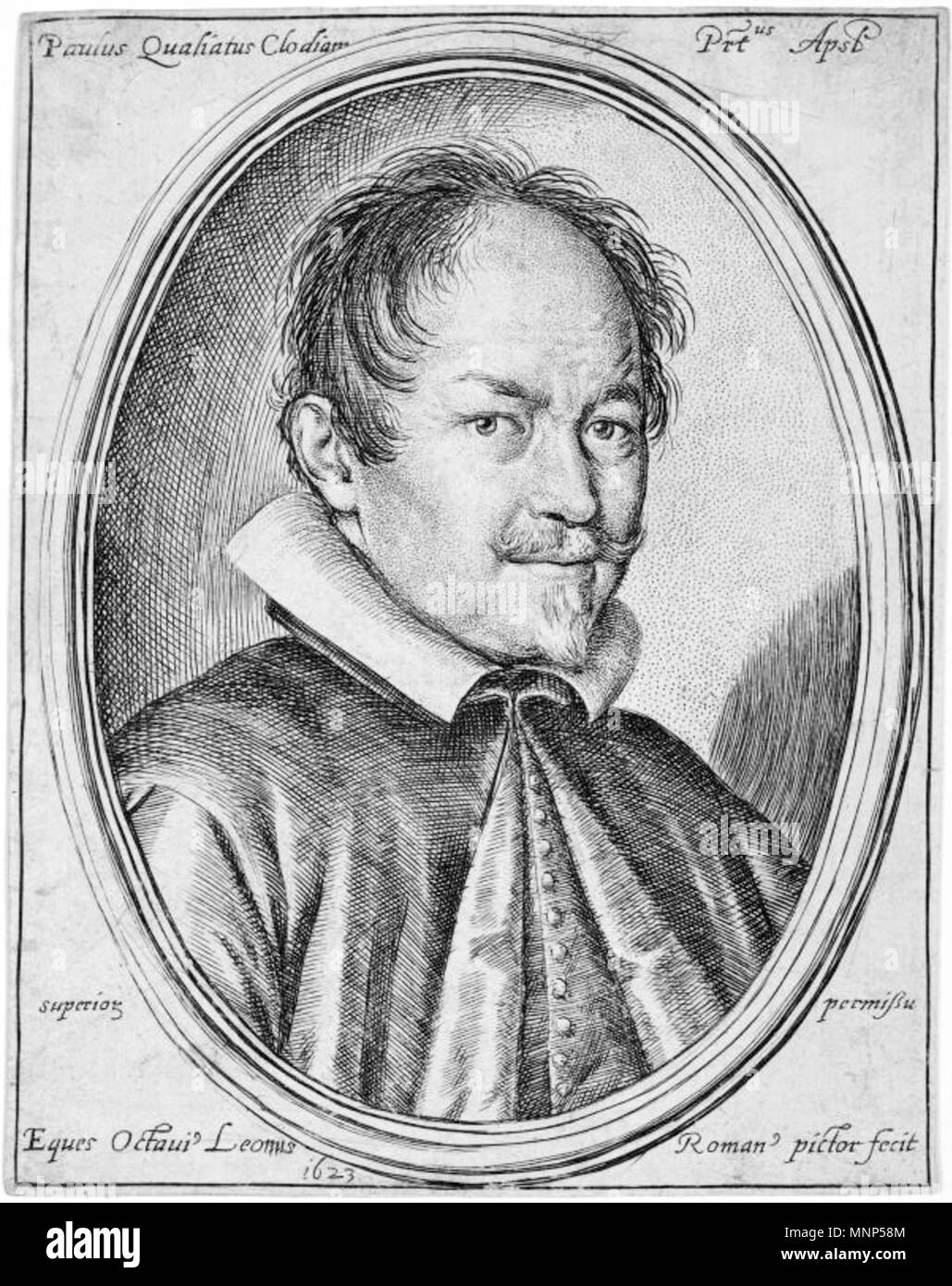 . Englisch: italienischen Organisten und Komponisten Paolo Quagliati (Ca. 1555-1628) nach Ottavio Leoni (1578-1630). 1623. Ottavio Leoni (1578 - 1630) Beschreibung Maler Geburtsdatum / Tod 1578 1630 Ort der Geburt / Tod Rom Rom des Barock Arbeitsort Rom (1614 - 1630) Kontrolle: Q 389768 VIAF: 86894108 ISNI: 0000 0001 1821 7855 ULAN: 500001403 LCCN: Nr 2003000171 WGA: LEONI, Ottavio WorldCat 957 Paolo Quagliati nach Ottavio Leoni Stockfoto