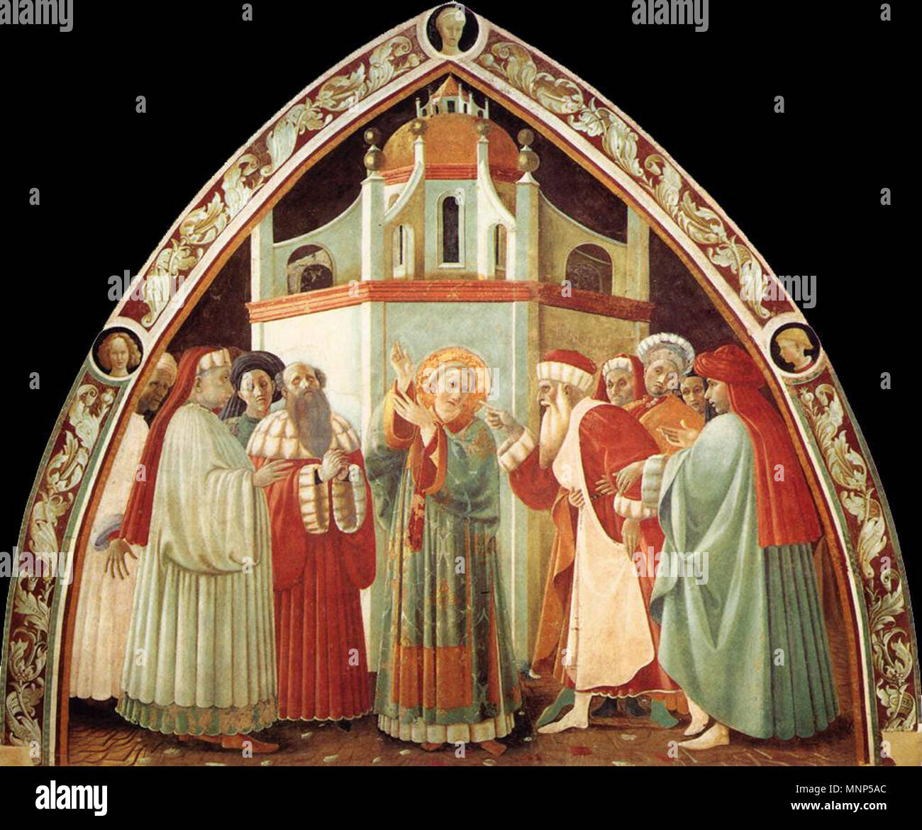 Englisch: Disputation des hl. Stephanus circa 1435. 957 Paolo Uccello, Disputa di Santo Stefano Stockfoto