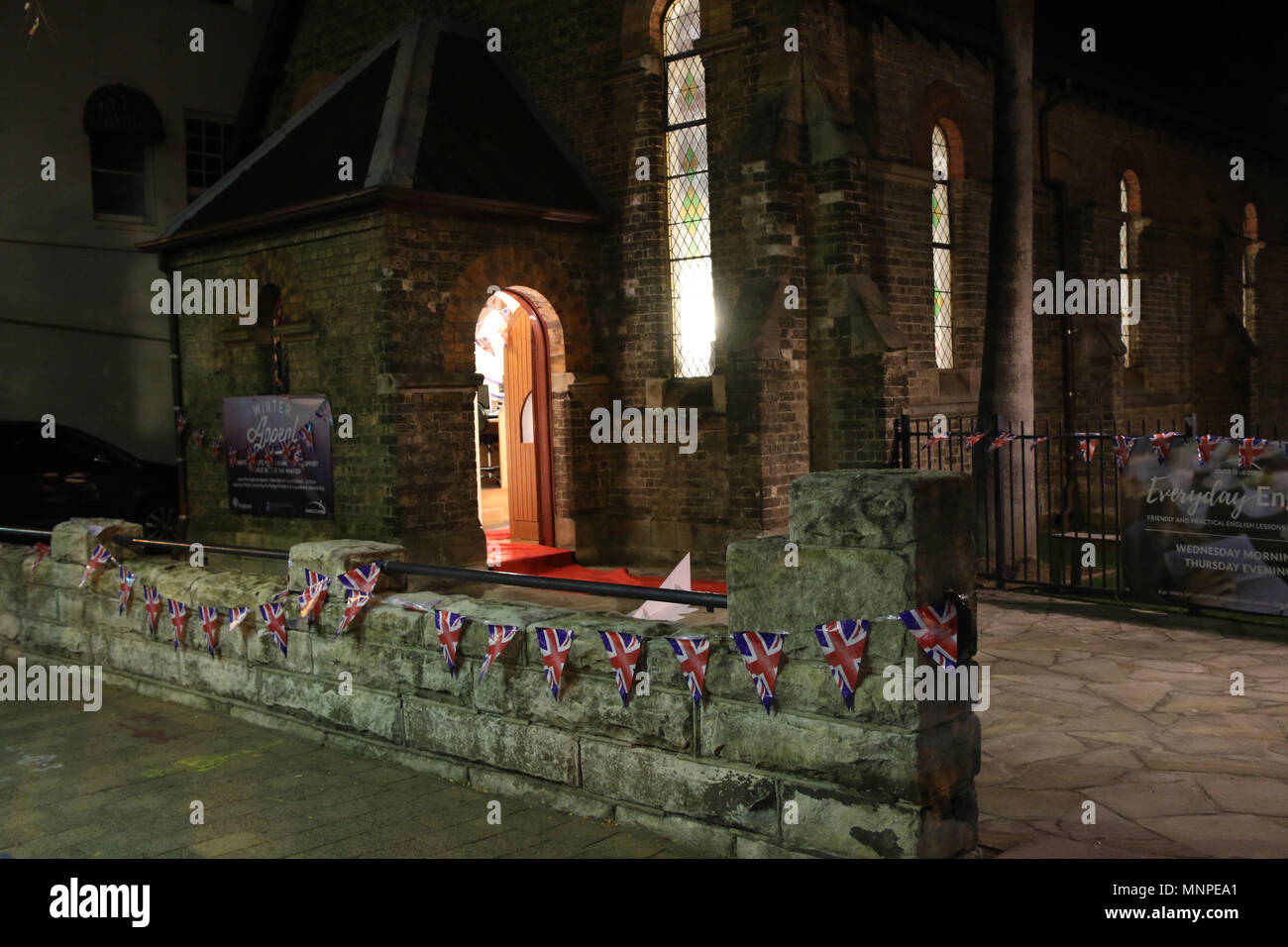 Sydney, Australien. 20. Mai 2018. Kirche, der von der Bridge, 5/7-9 Broughton St, Kirribilli hosted eine königliche Hochzeit Feier der Hochzeit von Prinz Harry und Meghan Markle zu feiern. Credit: Richard Milnes/Almy leben Nachrichten Stockfoto