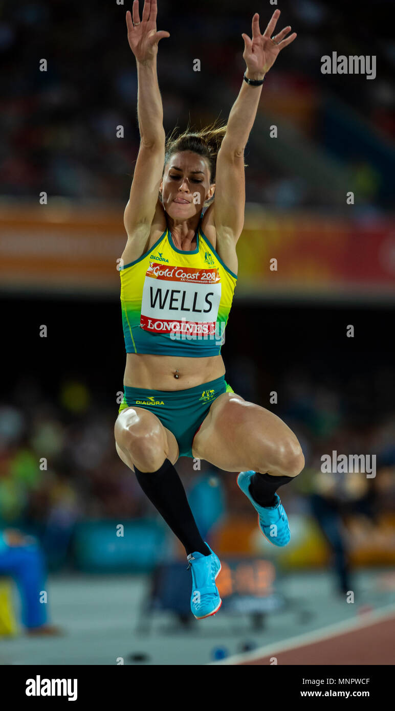 Frauen Weitsprung Final-Commonwealth Spiele 2018 Stockfoto