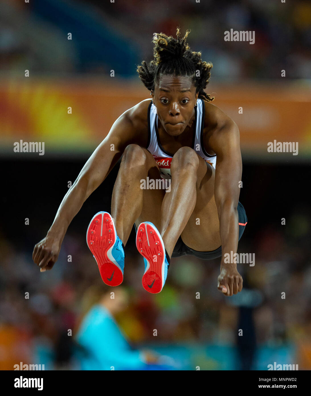 Frauen Weitsprung Final-Commonwealth Spiele 2018 Stockfoto
