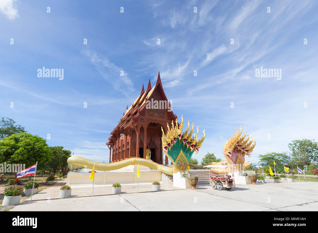 Der schöne Teak Holz Tempel Wat Ao Noi, Prachuap Khiri Khan, Thailand Stockfoto