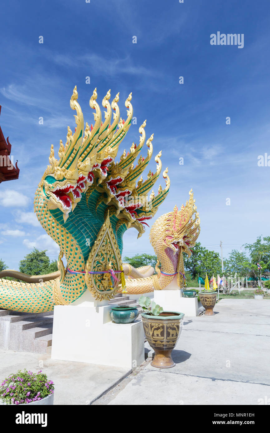 Die neun vorangegangen Naga im Wat Ao Noi, Prachuap Khiri Khan, Thailand Stockfoto