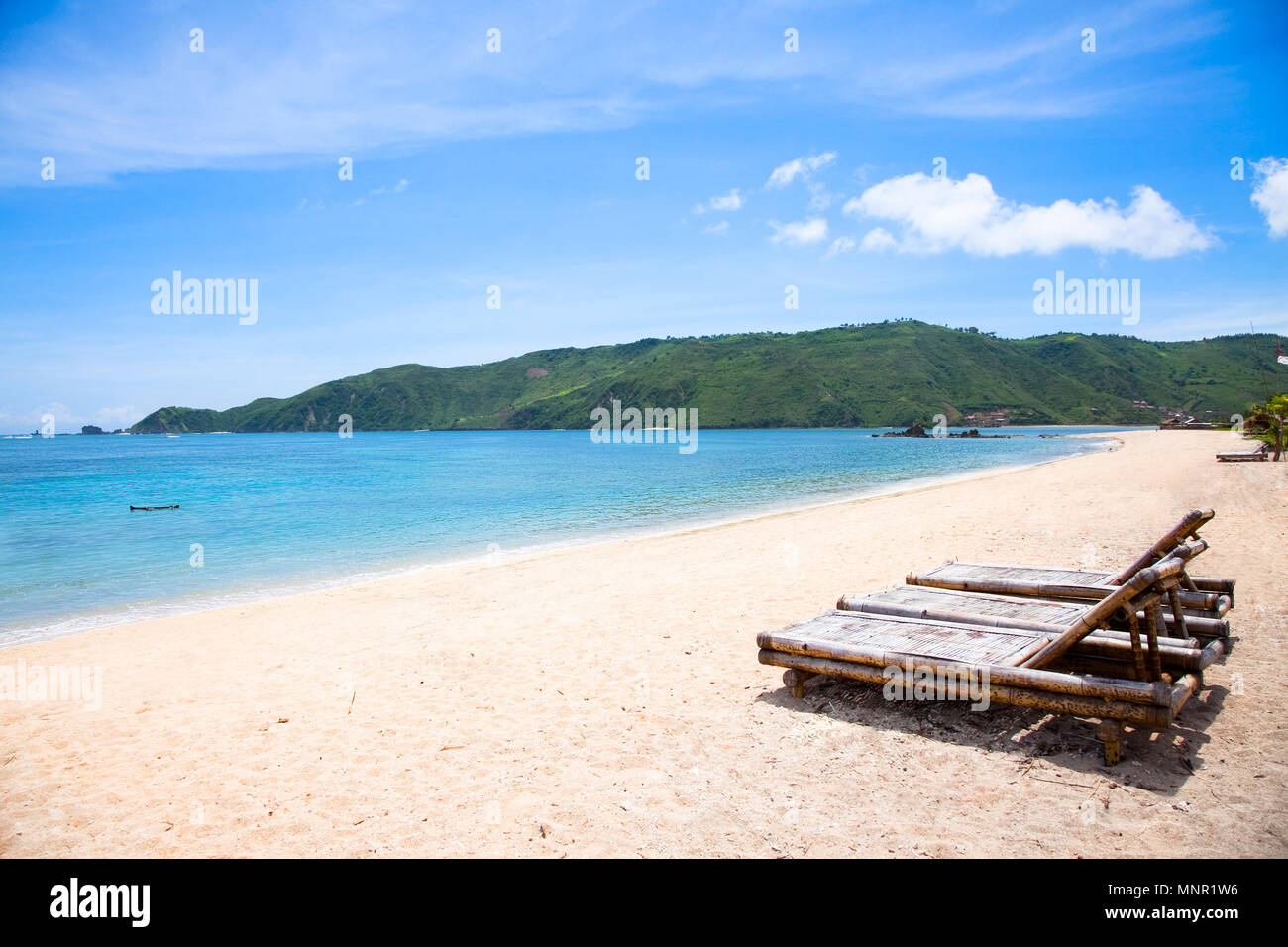 Lange sand Strand Kuta, Lombok, Indonesien Stockfoto