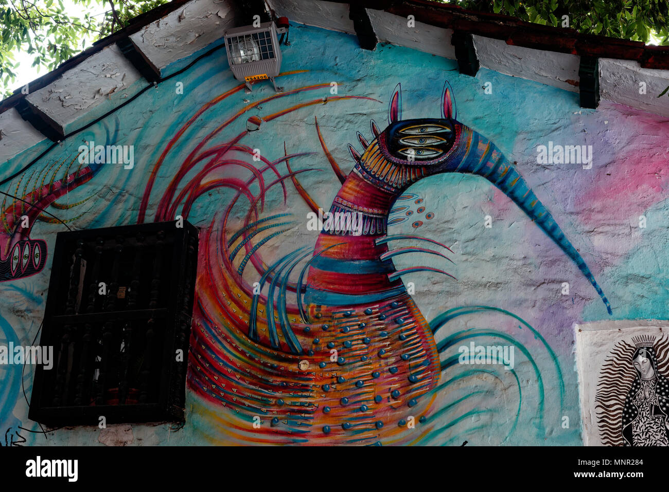 Street Art von einem ameisenbär und Schnauze, in Bogota, Kolumbien Stockfoto