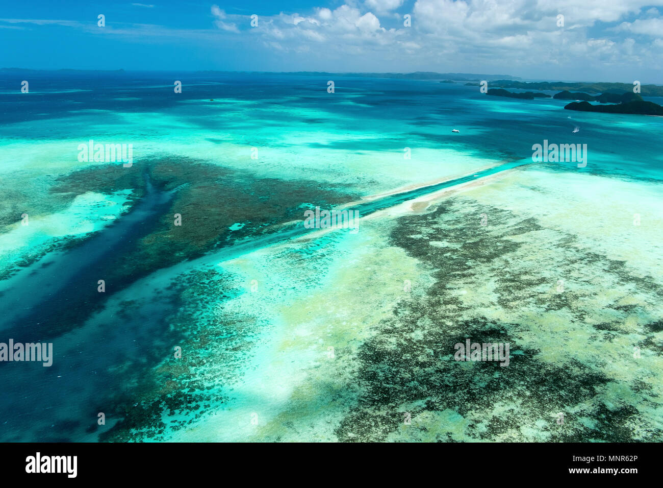 Schöne Aussicht von Palau Inseln und deutschen Kanal von oben Stockfoto