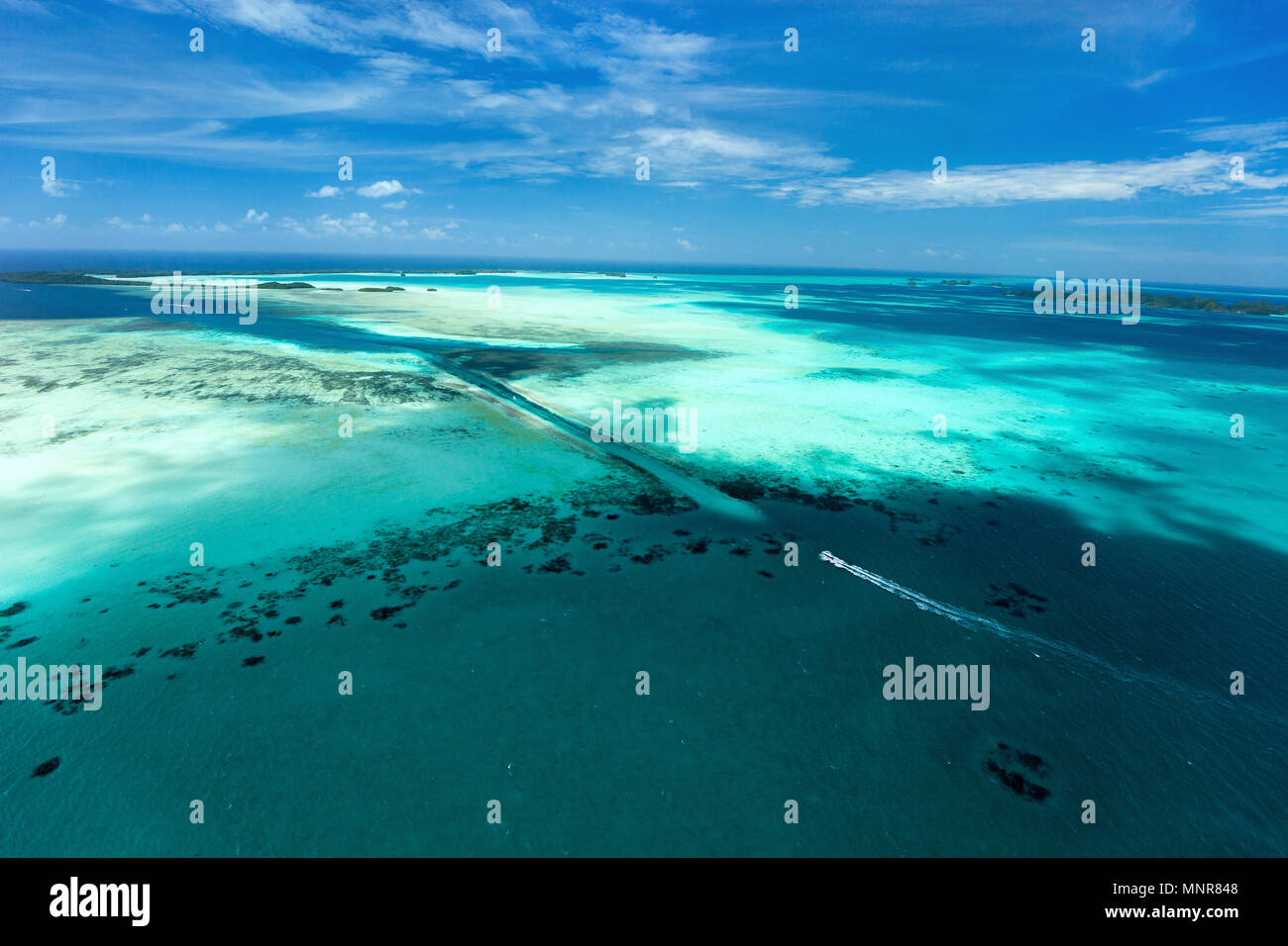 Schöne Aussicht von Palau Inseln und deutschen Kanal von oben Stockfoto