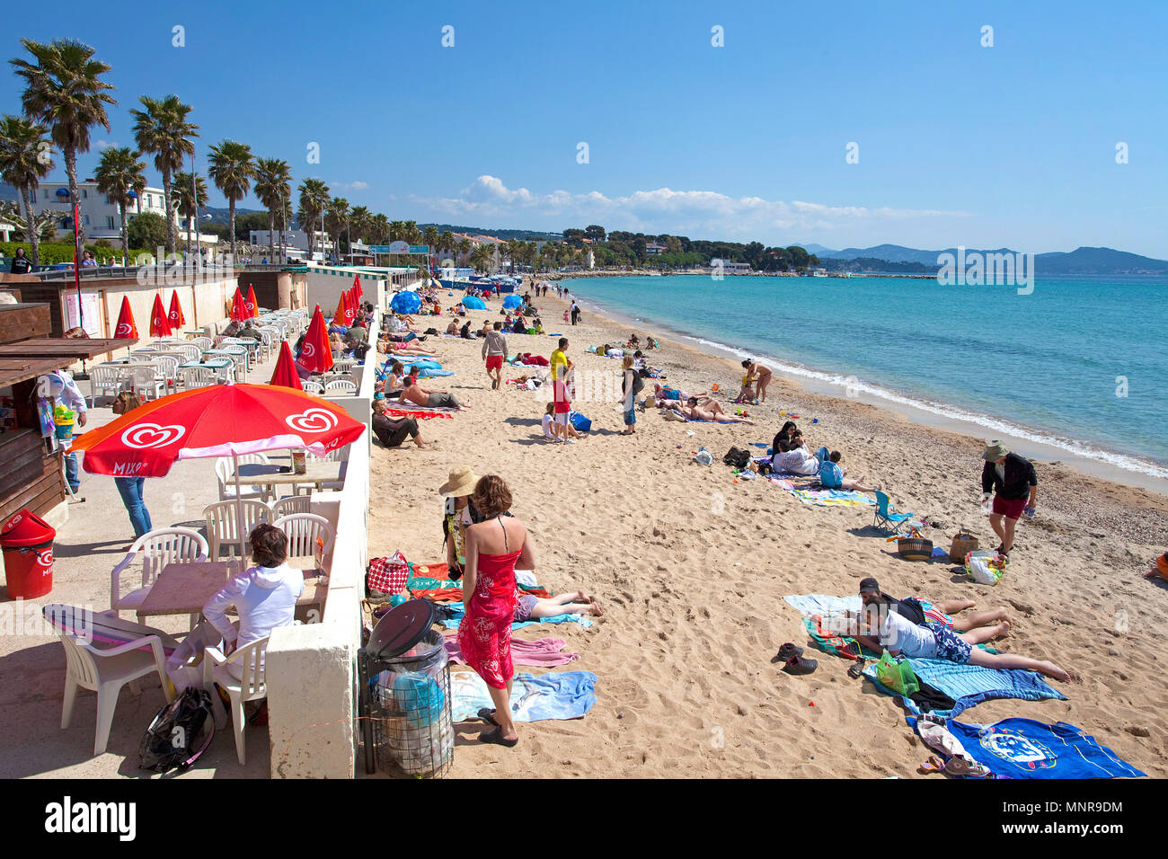 Baden Strand in La Ciotat, Bouches-du-Rhône der Region Provence-Alpes-Côte d'Azur, Südfrankreich, Frankreich, Europa Stockfoto