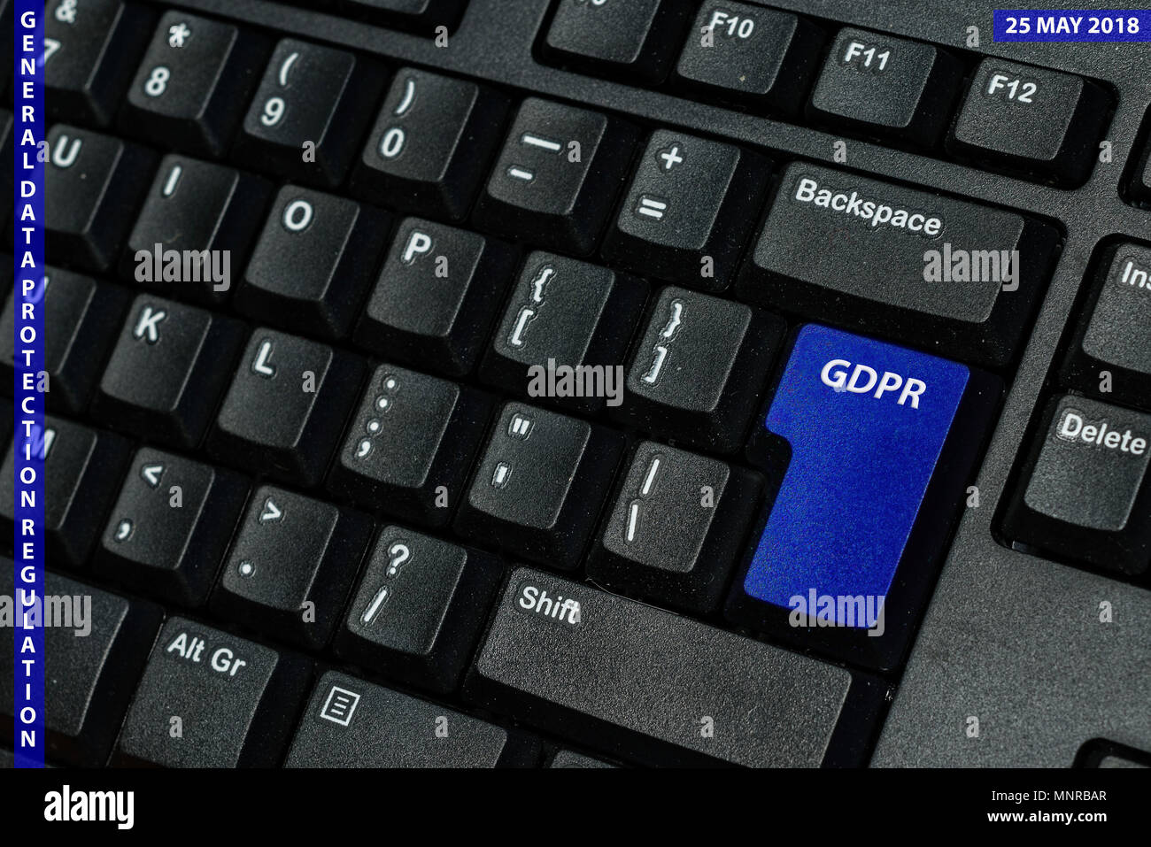 Blaue Taste der Tastatur mit Text bipr als Symbol für den Schutz der Privatsphäre und die Allgemeine Daten Schutz Verordnung auf einem Notebook Stockfoto