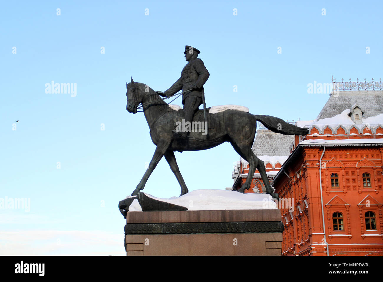 Foto Skulptur der Commander auf einem Pferd auf dem Roten Platz in Moskau Stockfoto