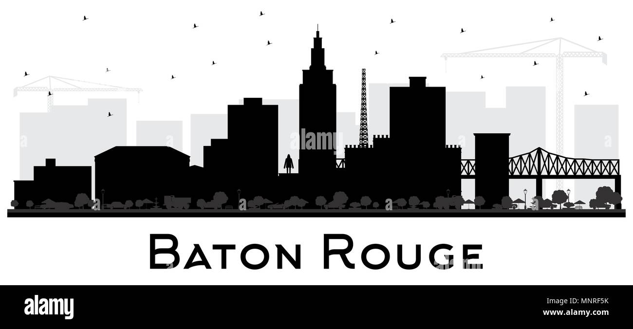 Baton-rouge Louisiana Skyline der Stadt Silhouette mit schwarzen Gebäude isoliert auf Weiss. Vector Illustration. Business Travel und Tourismus Konzept Stock Vektor