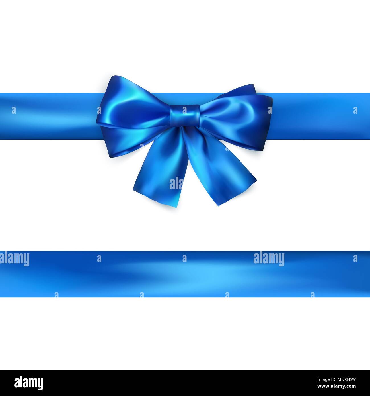 Blauer Schleife mit Band auf weißem Hintergrund. Realistische Seide Schleife. Dekoration für Geschenke und Verpacken blauer Schleife. Vector Illustration Stock Vektor