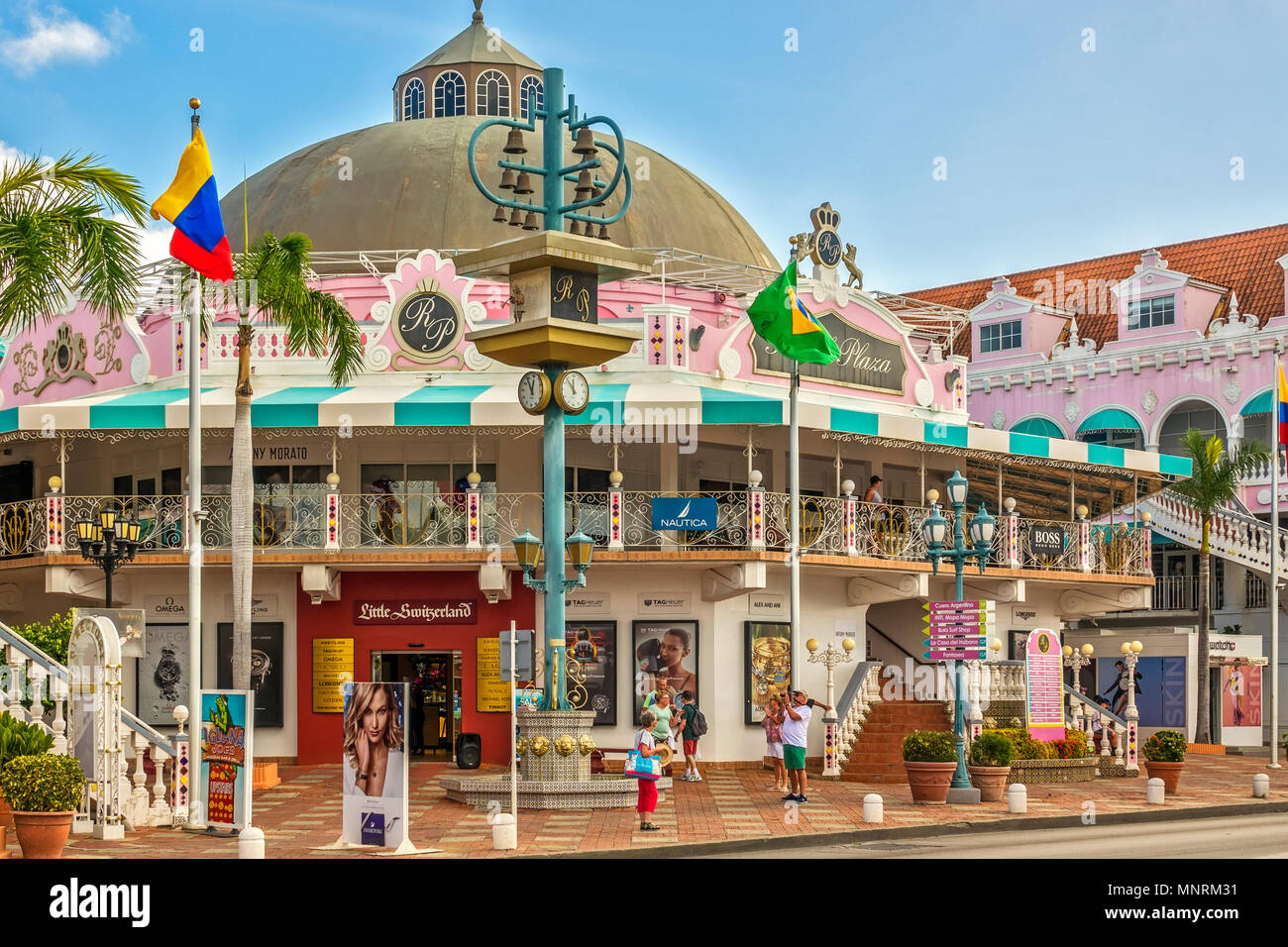 Farbenfrohe Gebäude, Oranjestad, Aruba, West Indies Stockfoto