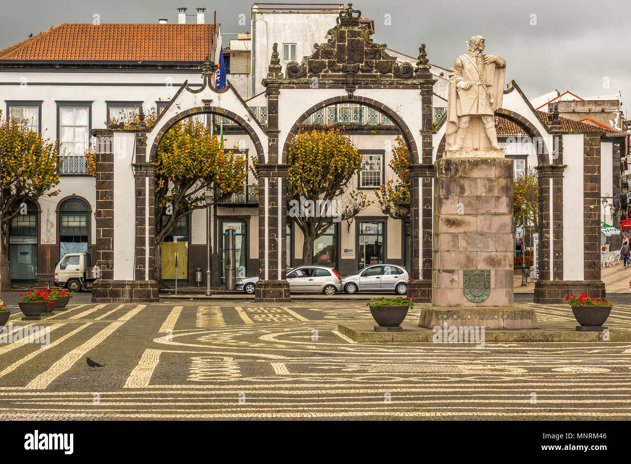 Der Hauptplatz, Ponta Delgada. Insel Sao Miguel, Azoren, Portugal Stockfoto