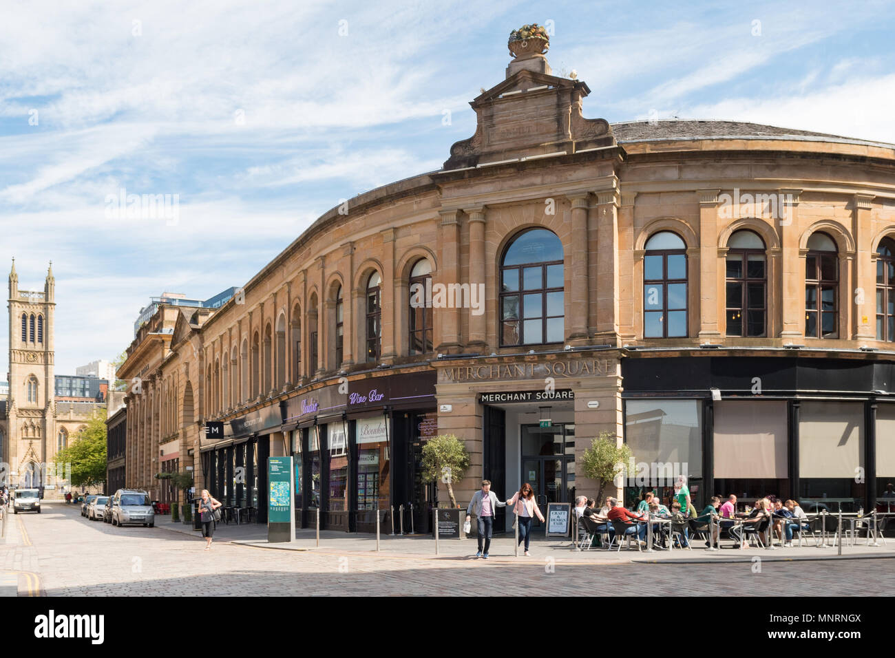 Merchant Square - Bars, Restaurants und Unterhaltung in Glasgows Merchant City, Schottland, Großbritannien Stockfoto