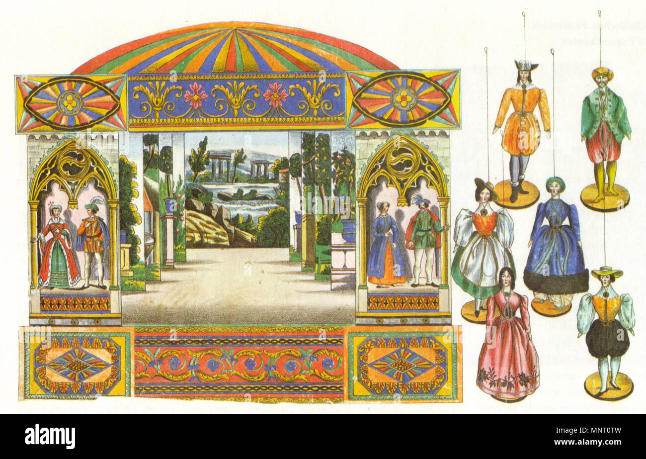 . English: Papiertheater aus einem Nürnberger Spielzeug-Musterbuch des 19. Jh. Englisch: Papier Theater. 19. Anonym 959 Papiertheater Stockfoto