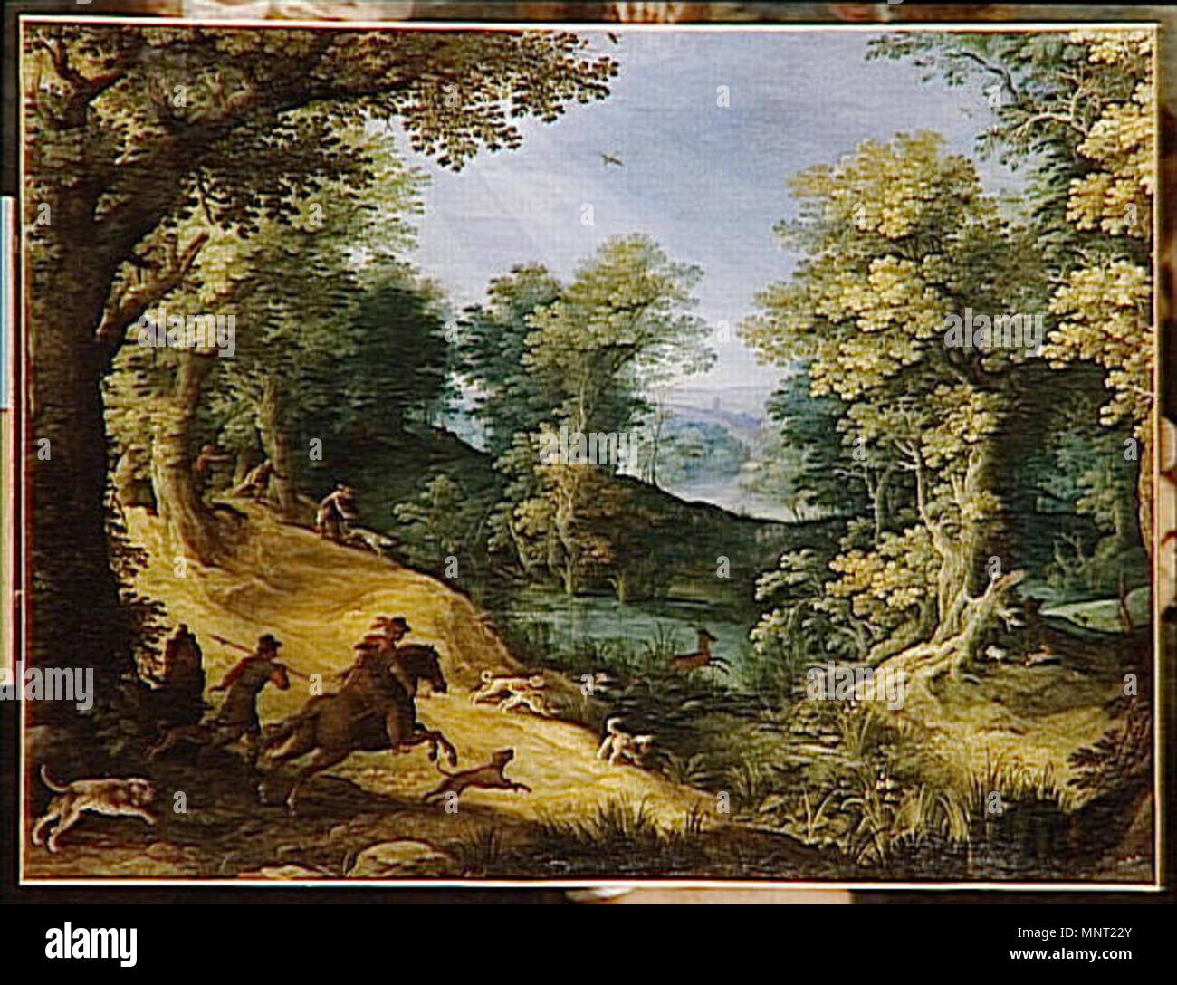 . Français: Scène de Chasse Au Cerf au 17ème siècle. 7. November 2011. Paul Bril 964 Paul Bril La Chasse Au Cerf Stockfoto