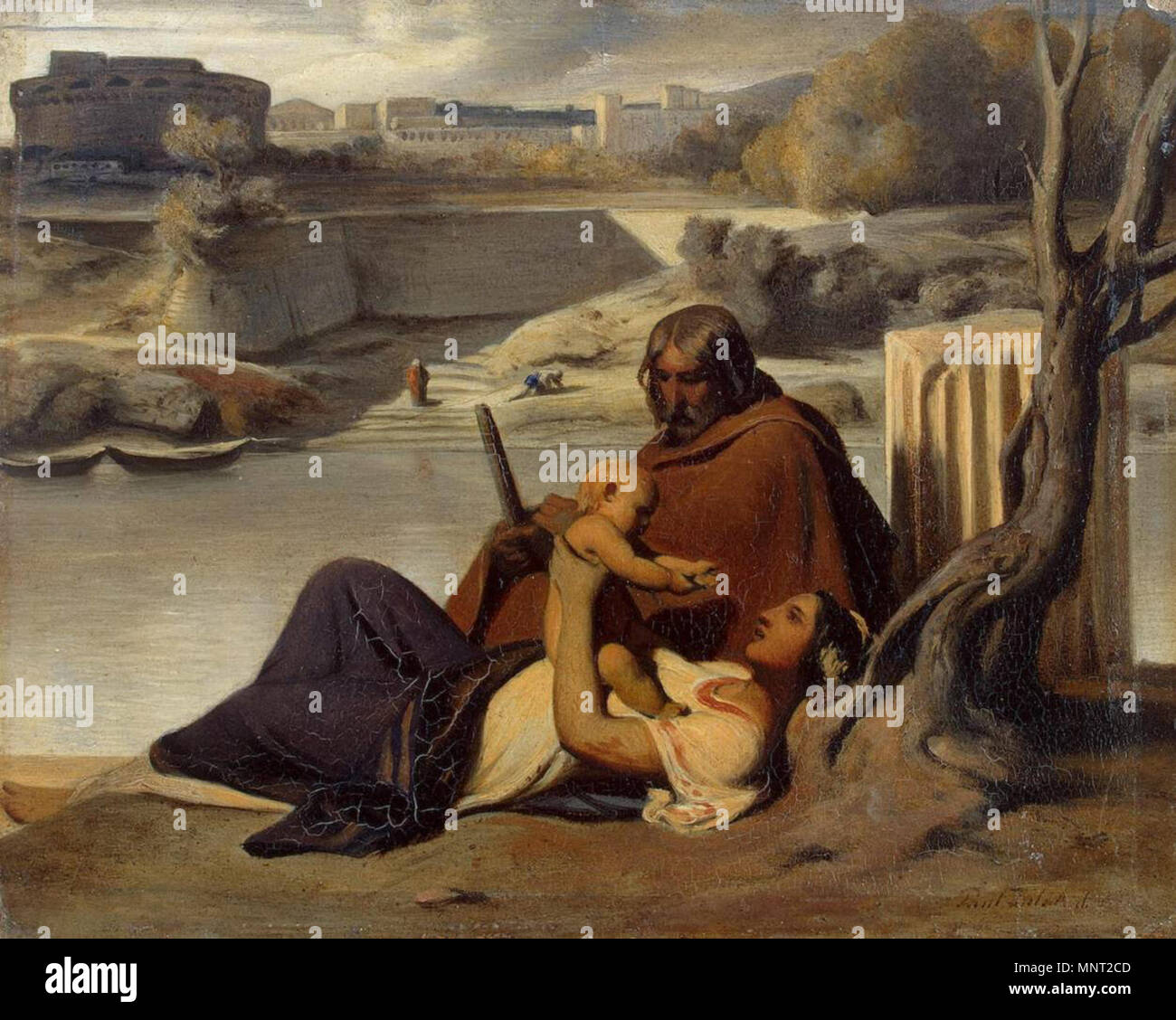 Ruhe am Ufer des Tiber zwischen 1834 und 1843. 965 Paul Delaroche - Ruhe am Ufer des Tiber - WGA 6267 Stockfoto