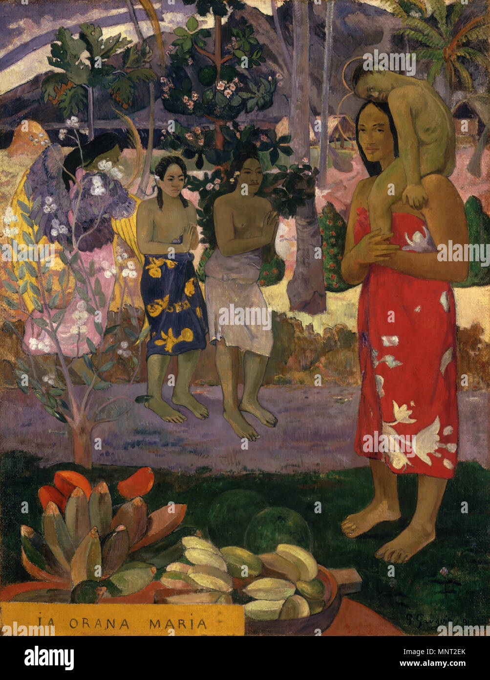 Tahitian: Ia Orana Maria Gegrüßet seist Du, Maria 1891. 965 Paul Gauguin - Ia Orana Maria (Ave Maria) - Google Kunst Projekt Stockfoto