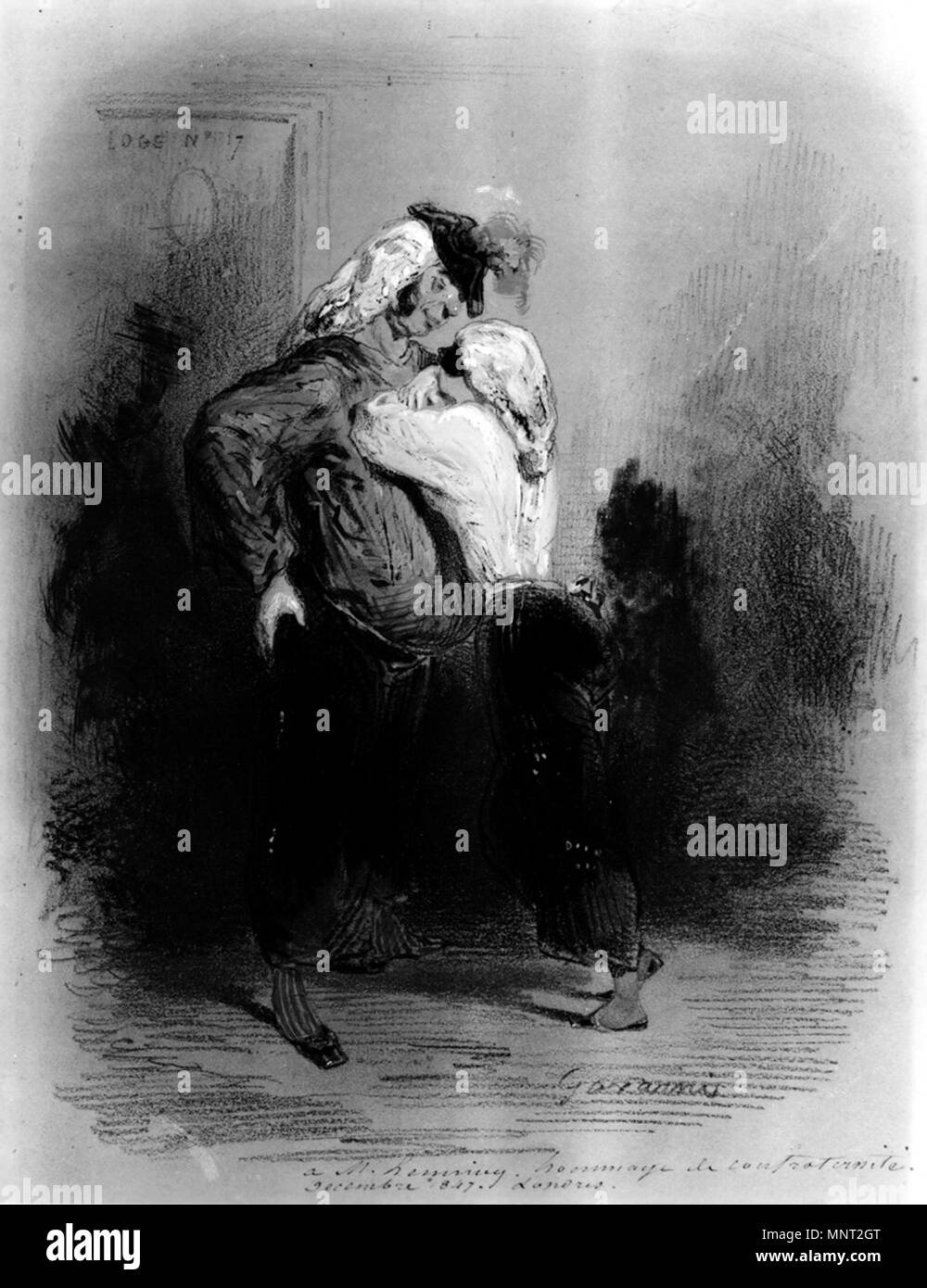 Paul Gavarni (Französisch, 1804-1866). Bin ein und Frau im Abendkleid", 1847. Aquarell und Kreide mit Weiß auf Creme, mäßig dick, leicht strukturierte webte Papier verstärkt. Walters Art Museum (37.1461): von William T. Walters, 1865 erworben. 37.1461 966 Paul Gavarni - Mann und Frau im Abendkleid - Walters 371461 Stockfoto Paul Gavarni (Französisch, 1804-1866). Bin ein und Frau im Abendkleid", 1847. Aquarell und Kreide mit Weiß auf Creme, mäßig dick, leicht strukturierte webte Papier verstärkt. Walters Art Museum (37.1461): von William T. Walters, 1865 erworben. 37.1461 966 Paul Gavarni - Mann und Frau im Abendkleid - Walters 371461 Stockfoto