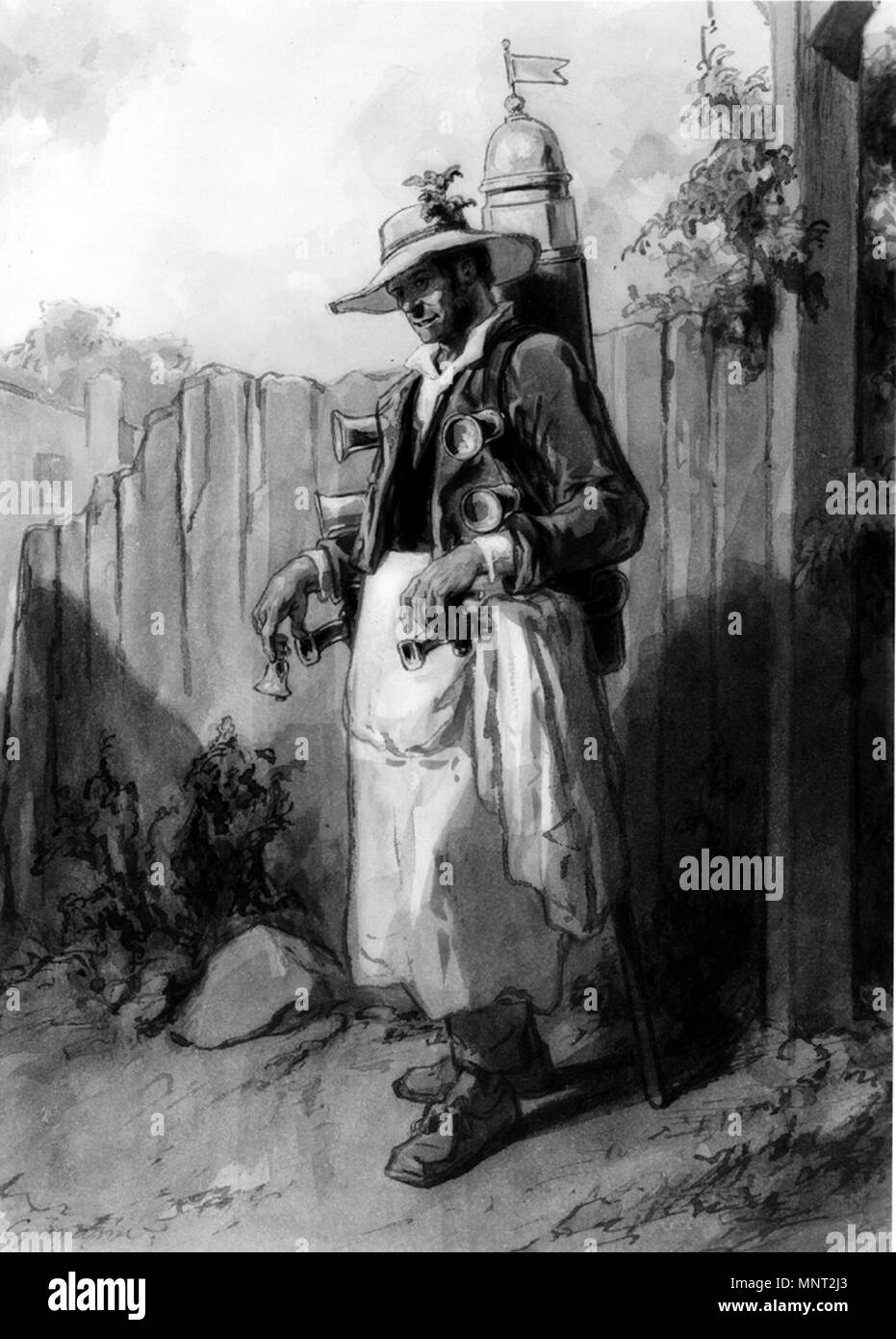Paul Gavarni (Französisch, 1804-1866). "Die zwölf Monate: August", 1866 Aquarell und Tusche Waschen mit Graphit underdrawing auf Creme, dick, leicht strukturierte webte Papier. Walters Art Museum (37.1470): von William T. Walters, 1870 erworben. 37.1470 966 Paul Gavarni - Die zwölf Monate - August - Walters 371470 Stockfoto Paul Gavarni (Französisch, 1804-1866). "Die zwölf Monate: August", 1866 Aquarell und Tusche Waschen mit Graphit underdrawing auf Creme, dick, leicht strukturierte webte Papier. Walters Art Museum (37.1470): von William T. Walters, 1870 erworben. 37.1470 966 Paul Gavarni - Die zwölf Monate - August - Walters 371470 Stockfoto