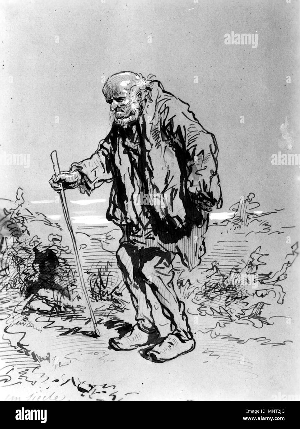 Paul Gavarni (Französisch, 1804-1866). "Un Siècle", 1852-1866. Graue und rote Tinte mit Weiß auf Braun, mäßig dick, leicht strukturierte webte Papier verstärkt. Walters Art Museum (37.1451): von William T. Walters, 1865 erworben. 37.1451 966 Paul Gavarni-Un Siècle - Walters 371451 Stockfoto