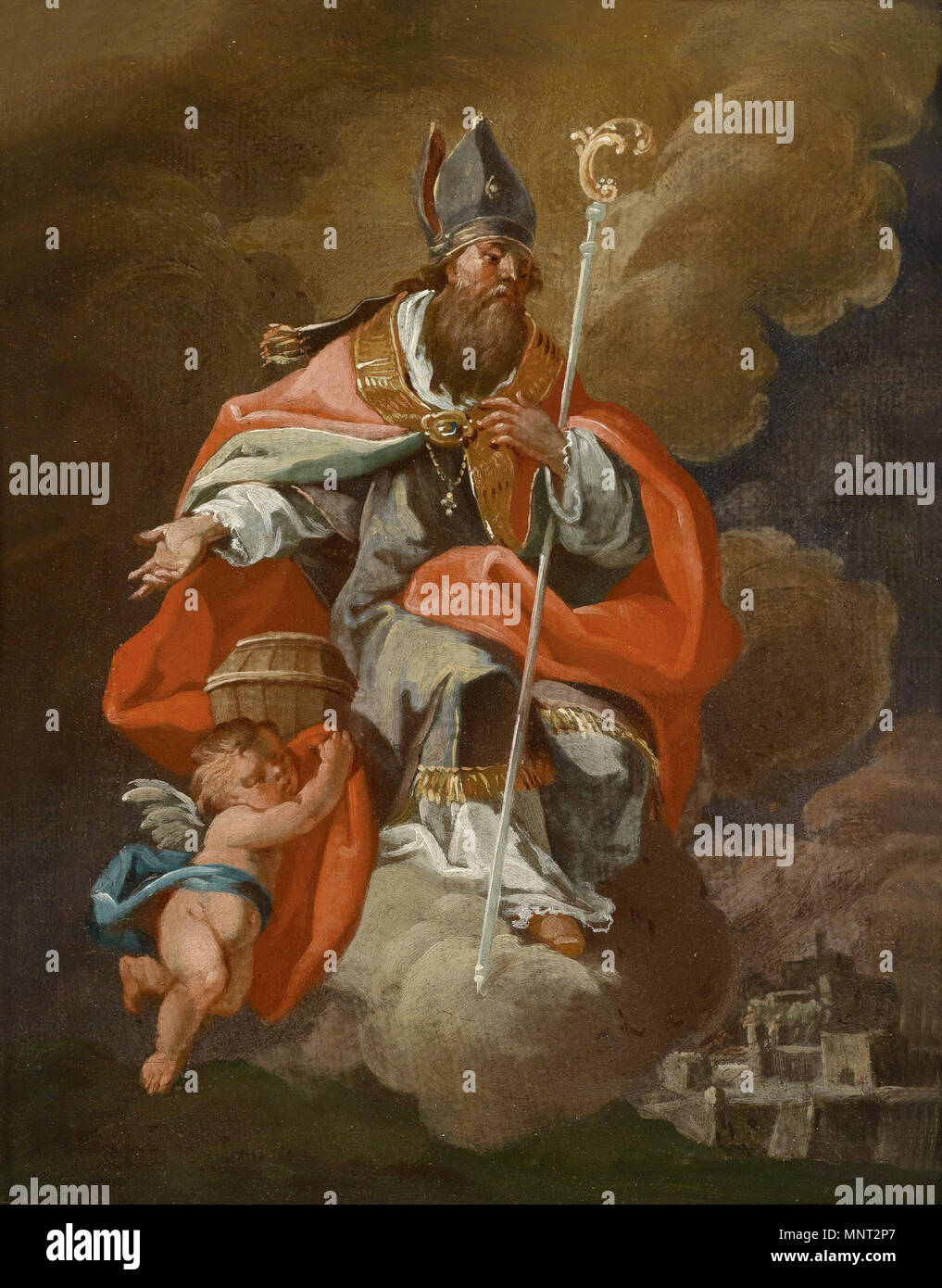 . Deutsch : Der heilige Rupertus und Engel mit dem Salzkübel, seinem Attribut, über Salzburg schwebend. 18. Schule von Paul Troger (1698-1762) Alternative Namen Troger; s. Troger Beschreibung österreichische Maler Geburtsdatum / Tod 30. Oktober 1698 20. Juli 1762 Ort der Geburt / Todes Welsberg bei Zell im Pustertal Wien Standort Wien, Österreich, Mähren, Ungarn Authority control: Q 687059 VIAF: 13103130 ISNI: 0000 00006675 1537 ULAN: 500028379 LCCN: n 86055520 WGA: TROGER, Paul WorldCat 966 Paul Troger (Schule) Der heilige Rupertus und Engel Stockfoto