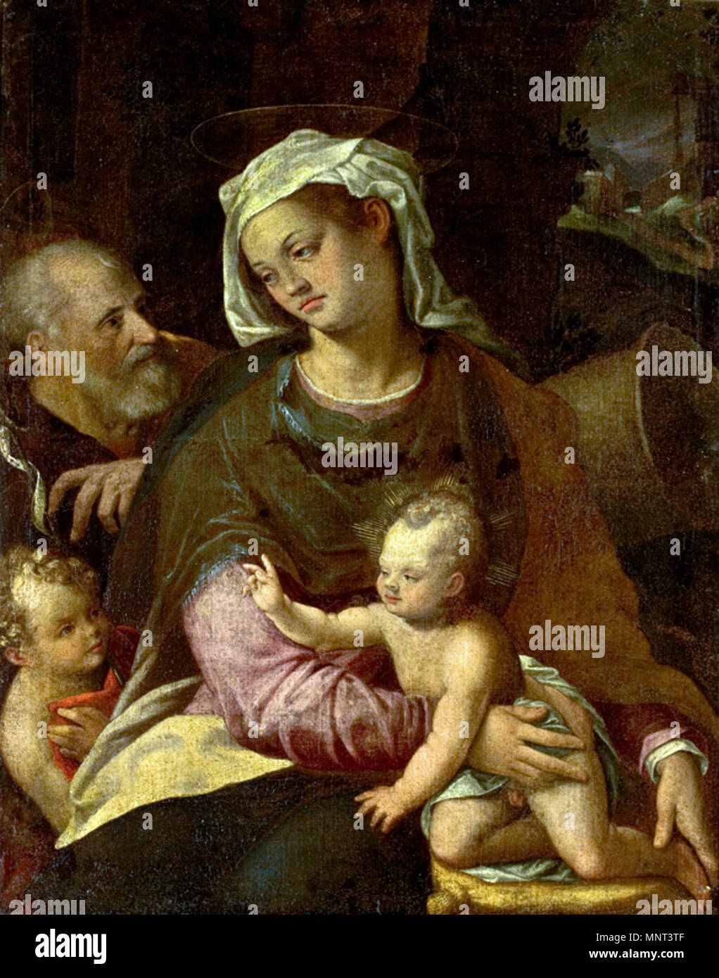 998 Pintor da emília - Sagrada Família com São João Batista criança, 01. Stockfoto