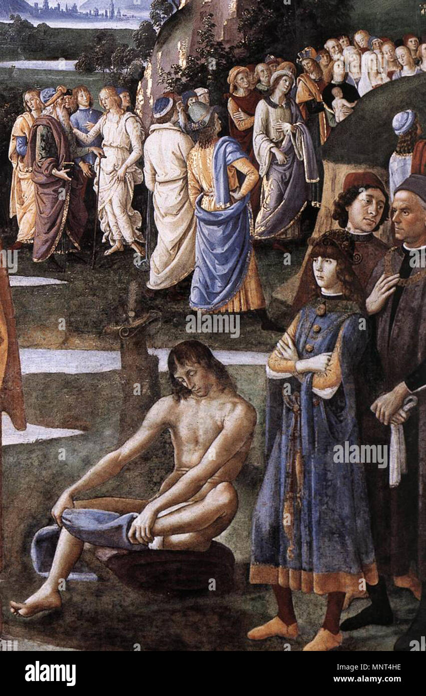 Englisch: Taufe Christi (Detail) ca. 1482. 974 Perugino, Battesimo di Cristo, 04. Stockfoto